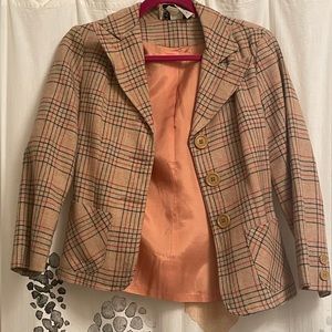 Unique vintage wool plaid blazer Petite XS